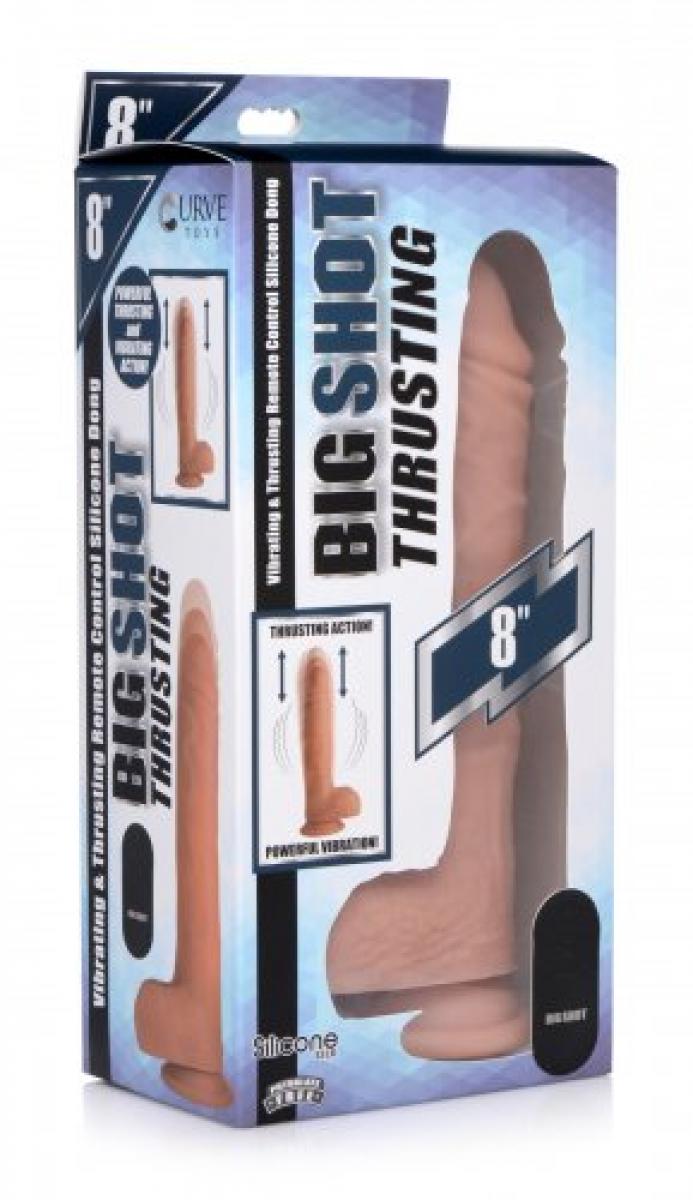 Dildo XL Vibrante e di Spinta con Ventosa e Testicoli - Beige