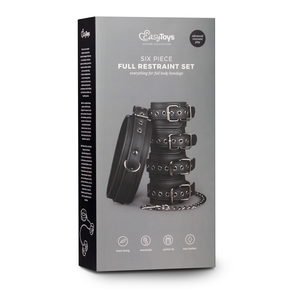 Set fetish con collare, e manette polsi e caviglie