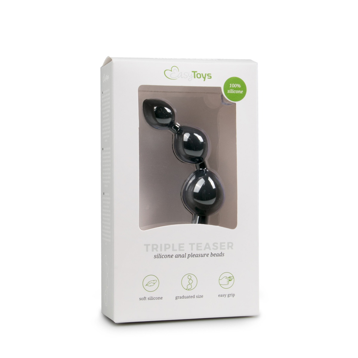 Dildo anale con perle in silicone nero
