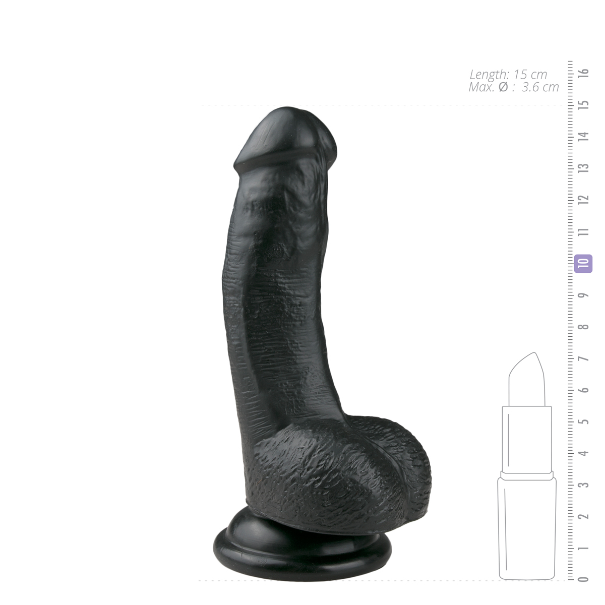 Dildo Verosimile, Nero - 15 cm