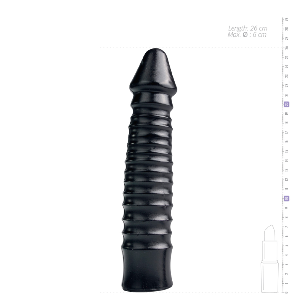 Dildo Grande con Asta a Costine - Nero