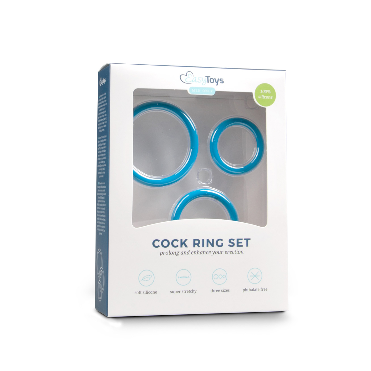 Set di cock ring, tre taglie - Blu
