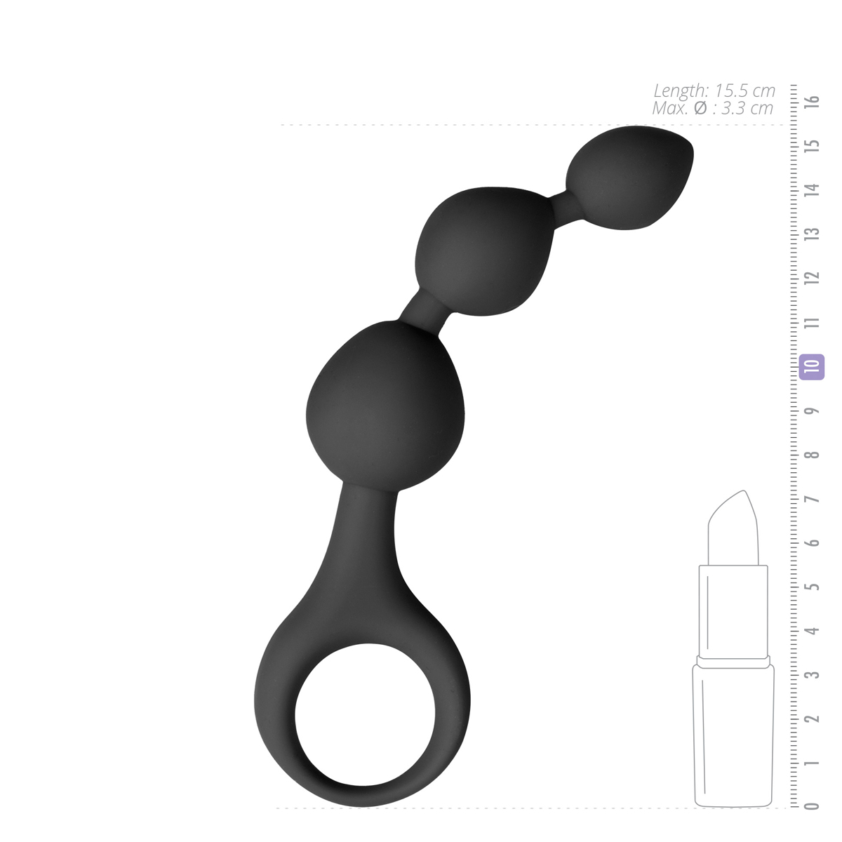 Dildo anale con perle in silicone nero