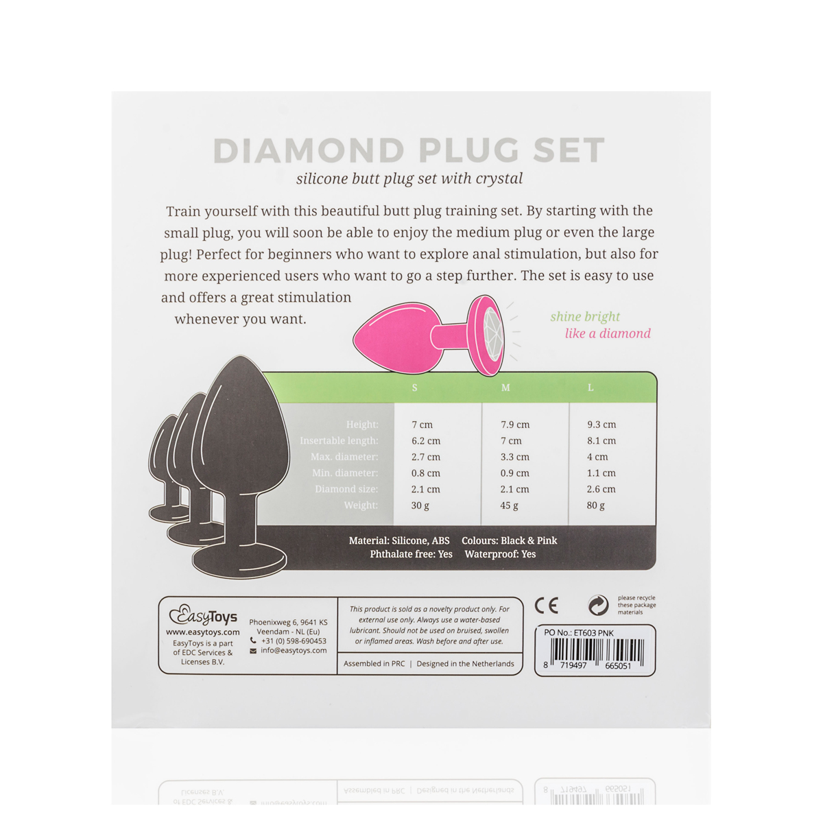 Butt plug in silicone con diamante - Rosa