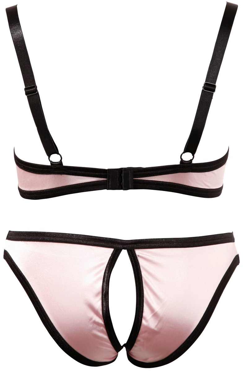 Set rosa satinato con dettagli neri